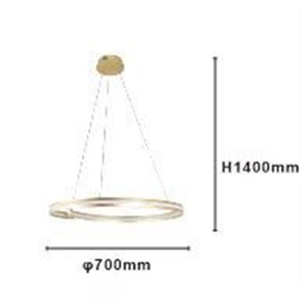 Trade Shop - Lampadario Led Moderno A Semicerchio 100w A Sospensione Luce 6500k 70cm Oro 33443         