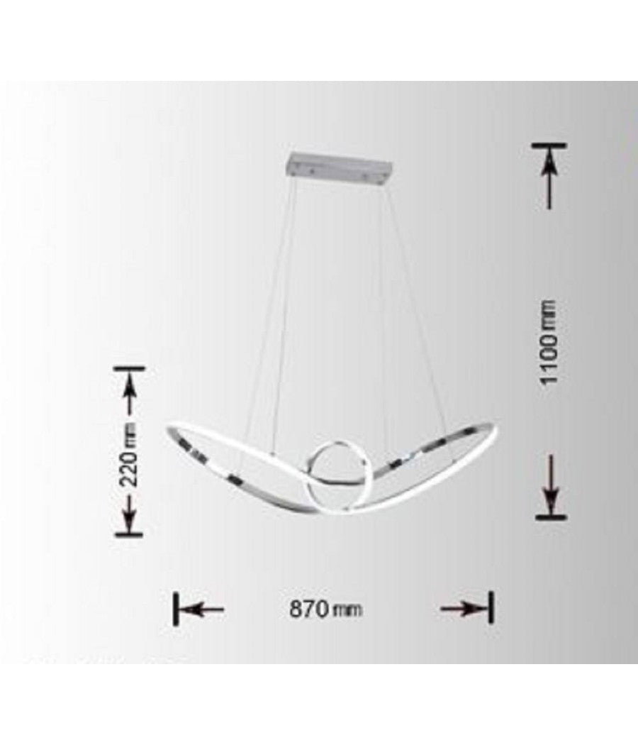 Lampadario Led Moderno Argento A Sospensione 38 Watt Luce 6500k 4000k 3000k A07         