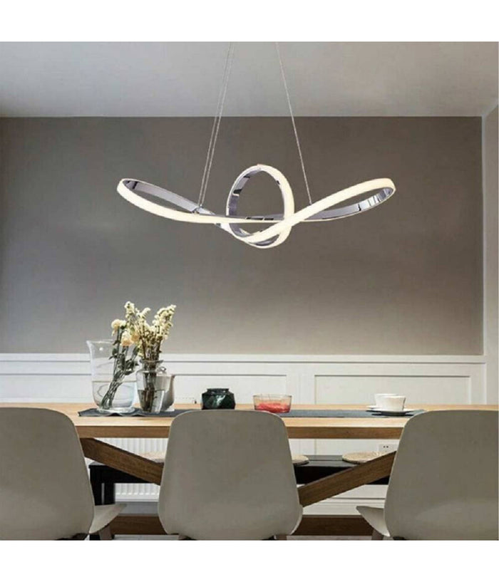 Lampadario Led Moderno Argento A Sospensione 38 Watt Luce 6500k 4000k 3000k A07         