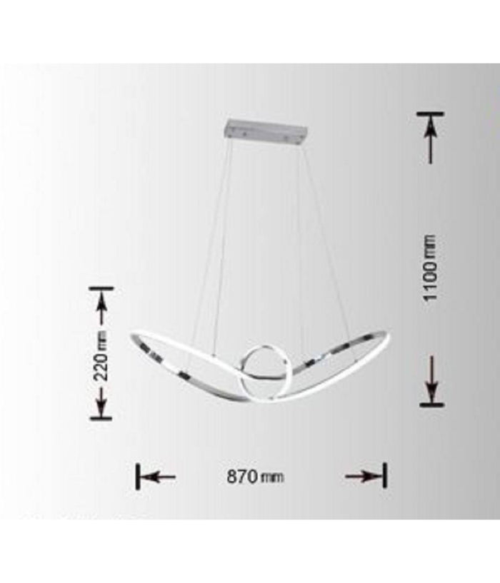 Lampadario Led Moderno Argento A Sospensione 38 Watt Luce 6500k 4000k 3000k A07         
