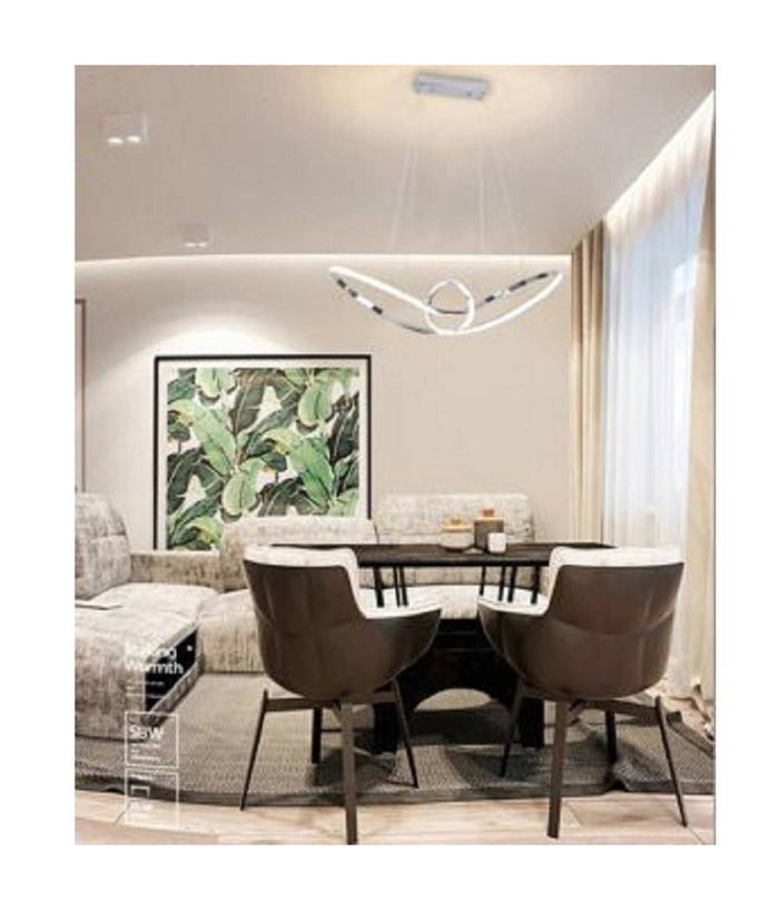 Lampadario Led Moderno Argento A Sospensione 38 Watt Luce 6500k 4000k 3000k A07  -bianco Naturale      -