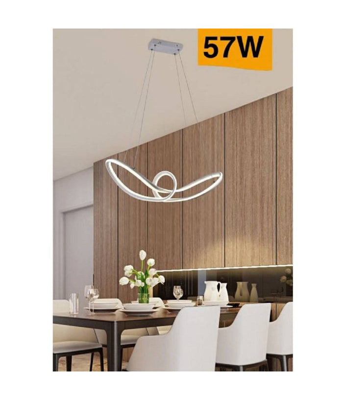 Lampadario Led Moderno Intrecciato A Fiocco Bianco 57w Luce 4000k 6500k 3000k A59b         