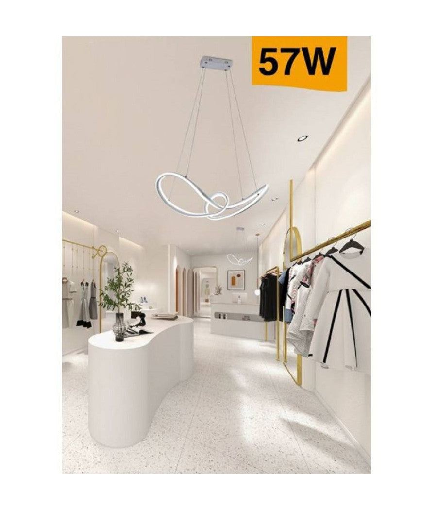 Lampadario Led Moderno Intrecciato A Fiocco Bianco 57w Luce 4000k 6500k 3000k A59b  -bianco Freddo      -