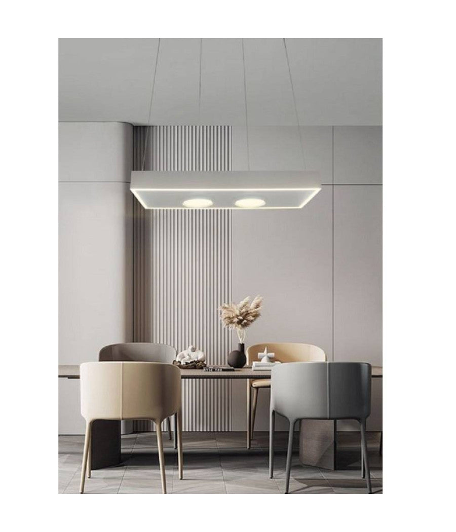 Lampadario Led Moderno Minimal Lampada Sospensione 40w Luce Calda Naturale Lp-08b  -bianco Naturale      -