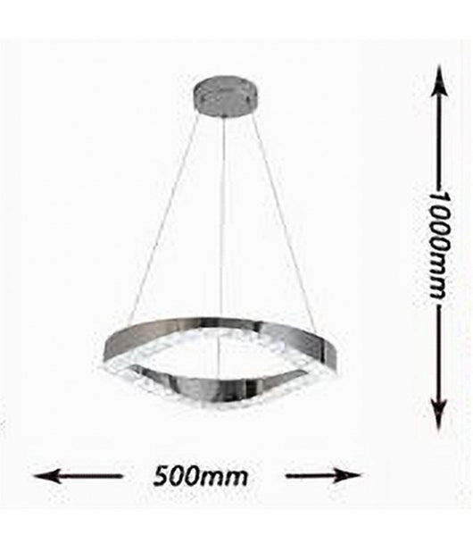 Lampadario Led Soffitto 25 W Sospeso In Acciaio Cristallo Luce Fredda 8000k B72         