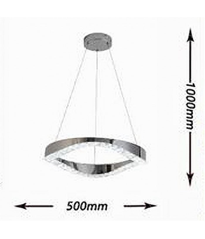 Lampadario Led Soffitto 25 W Sospeso In Acciaio Cristallo Luce Fredda 8000k B72         