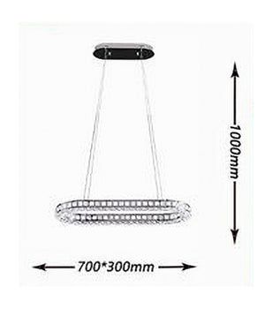 Lampadario Led Soffitto 38w Sospeso 1 Ellisse In Cristallo Luce Fredda 8000k B69         