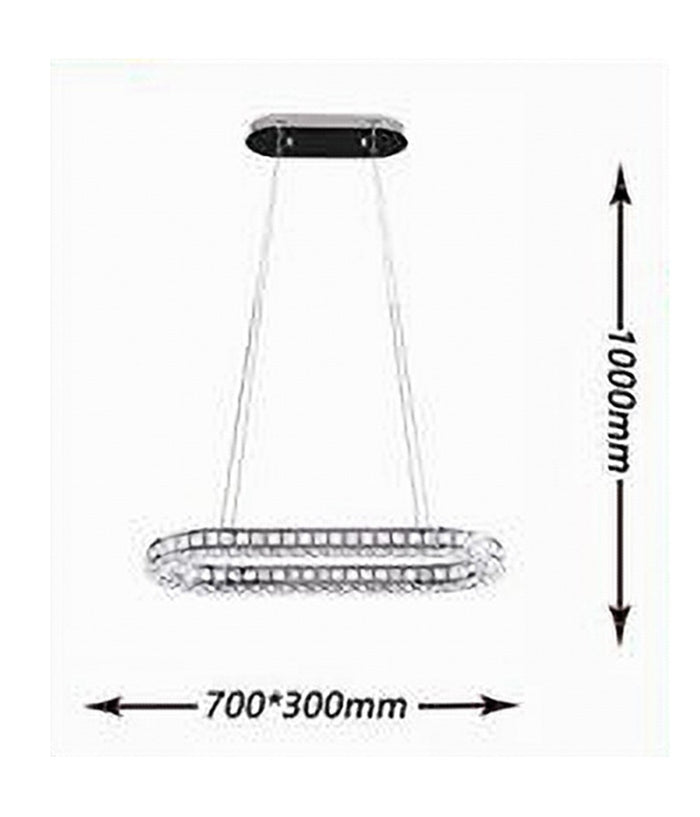 Lampadario Led Soffitto 38w Sospeso 1 Ellisse In Cristallo Luce Fredda 8000k B69         