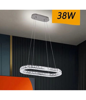 Lampadario Led Soffitto 38w Sospeso 1 Ellisse In Cristallo Luce Fredda 8000k B69         