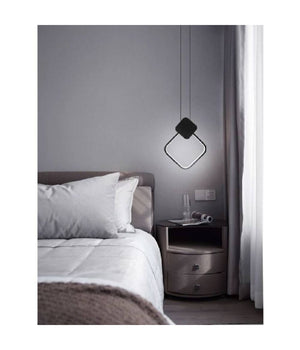 Lampadario Led Sospensione 12 W Metallo Nero Moderno Luce 3000k 4000k 6500k Lp-02  -bianco Freddo      -