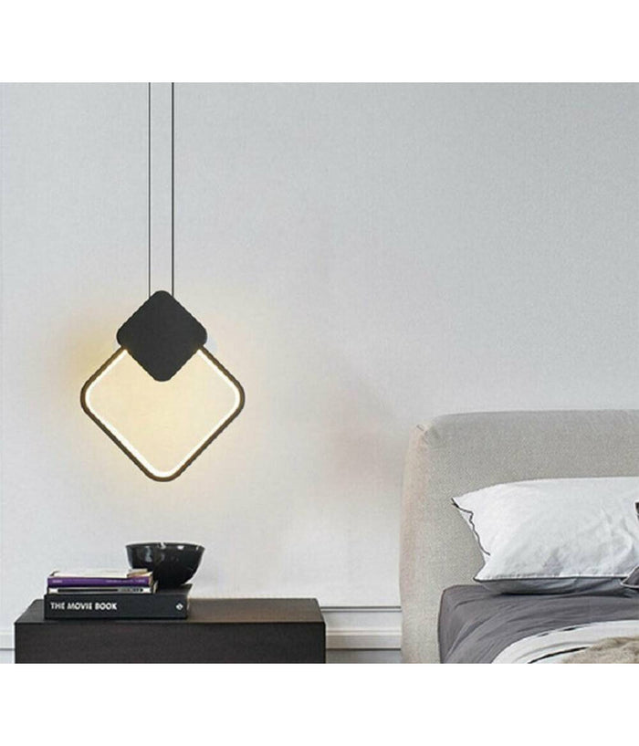 Lampadario Led Sospensione 12 W Metallo Nero Moderno Luce 3000k 4000k 6500k Lp-02         