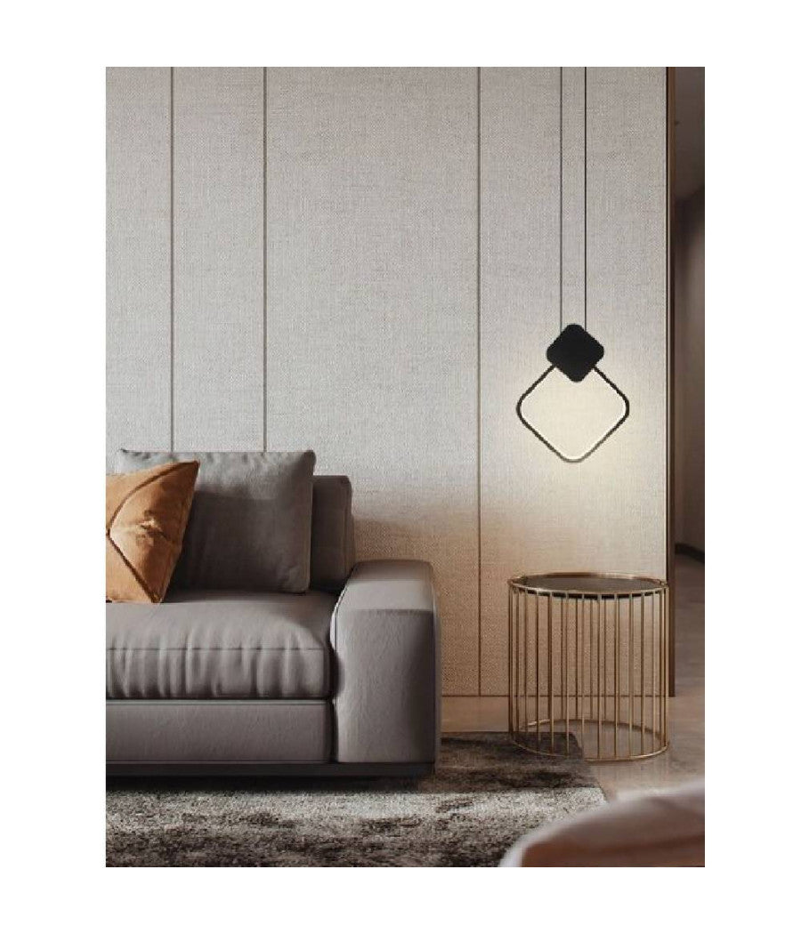 Lampadario Led Sospensione 12 W Metallo Nero Moderno Luce 3000k 4000k 6500k Lp-02         