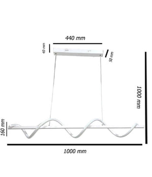 Lampadario Led Sospensione 36w Moderna Twist Bianco Luce 6500k 3000k 4000k B65-b         
