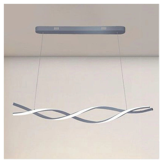 Trade Shop - Lampadario Led Sospensione 48w Argento Spirale Ondulato Vortice Intrecciato Luce 4000k 32521         