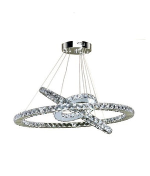 Trade Shop - Lampadario Led Sospensione 55w 3 Anelli Cristalli Acrilico Luce 6500k 4000k B50 -