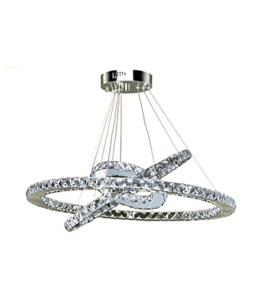 Trade Shop - Lampadario Led Sospensione 55w 3 Anelli Cristalli Acrilico Luce 6500k 4000k B50 -