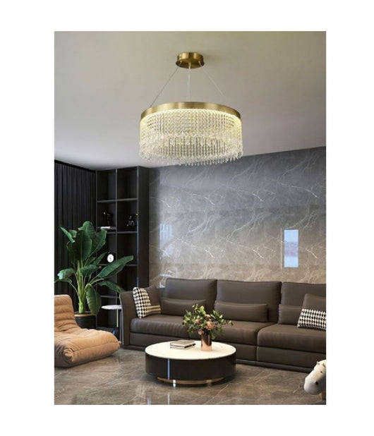 Lampadario Led Sospensione Rotondo Con Cristalli In Acrilico Contemporaneo Lp-28         