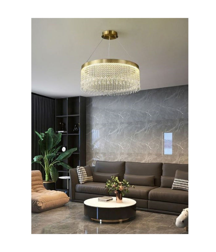 Lampadario Led Sospensione Rotondo Con Cristalli In Acrilico Contemporaneo Lp-28         