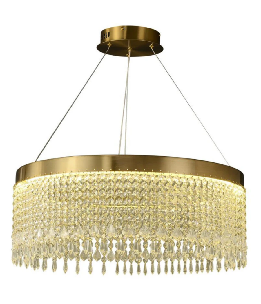 Lampadario Led Sospensione Rotondo Con Cristalli In Acrilico Contemporaneo Lp-28         