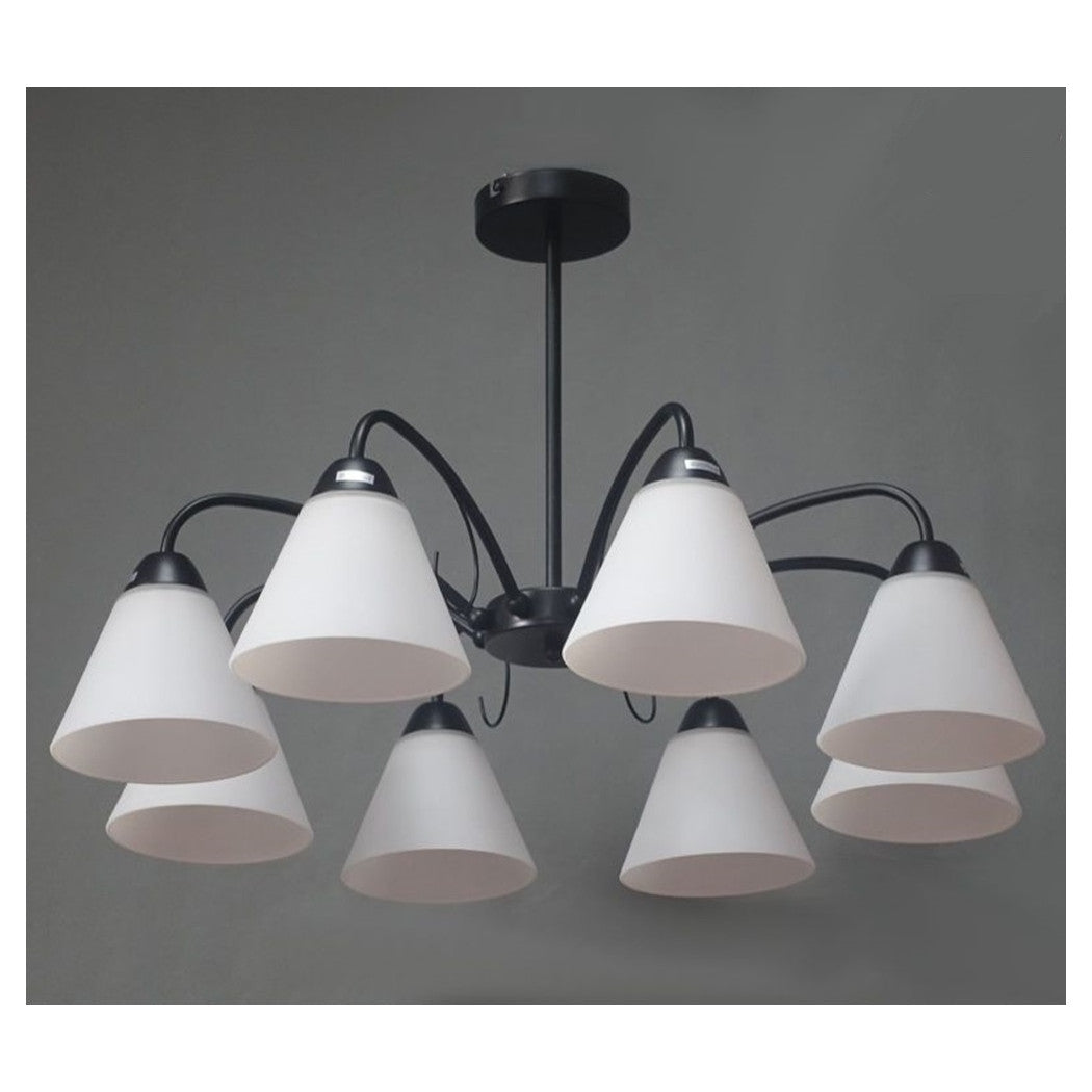 Trade Shop - Lampadario Moderno A 8 Bracci Coppe In Vetro Lampada A Sospensione Luci E27 00859         