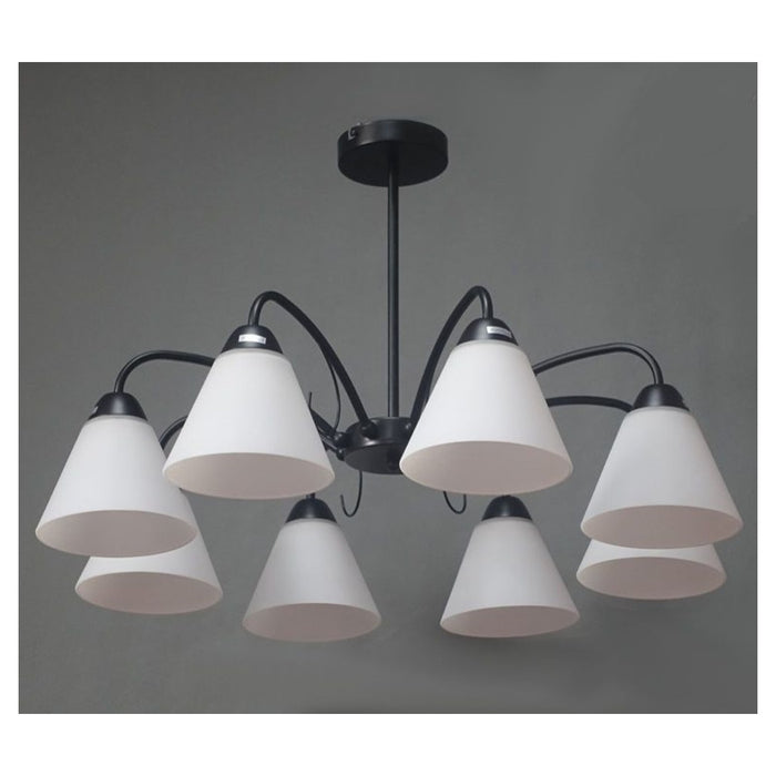 Trade Shop - Lampadario Moderno A 8 Bracci Coppe In Vetro Lampada A Sospensione Luci E27 00859         