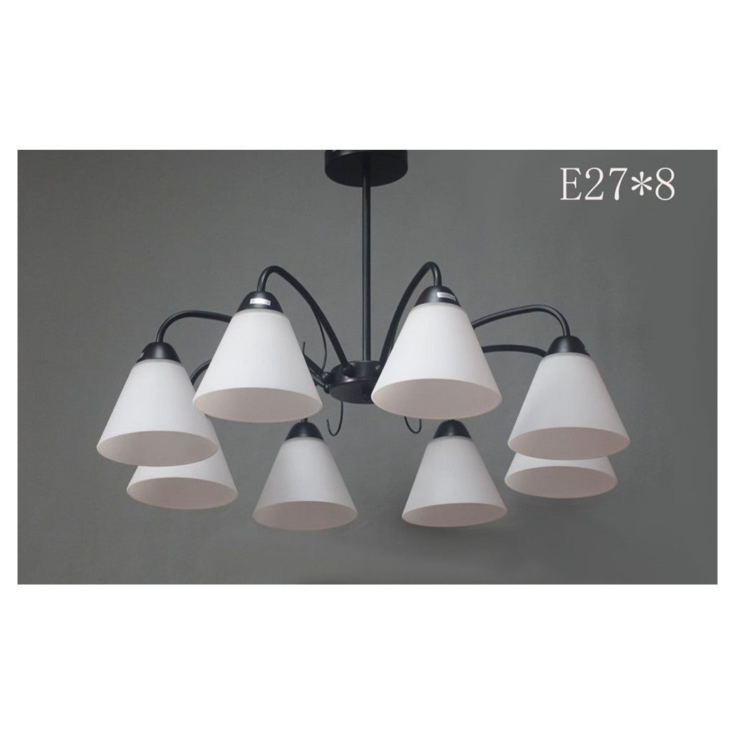 Trade Shop - Lampadario Moderno A 8 Bracci Coppe In Vetro Lampada A Sospensione Luci E27 00859         