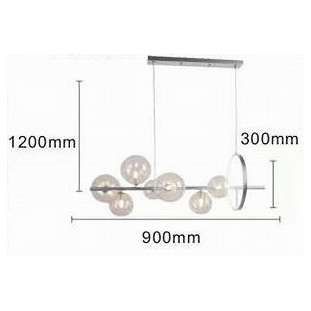 Trade Shop - Lampadario Moderno A Sospensione Argento 7 Sfere G9 Bolle In Vetro Con Cerchio 71690         