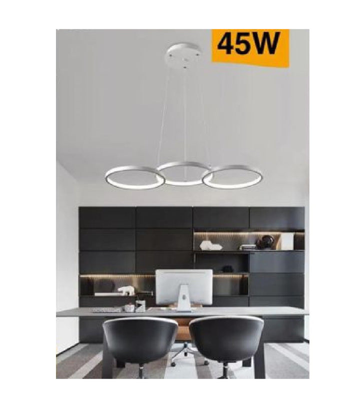Lampadario Moderno A Sospensione Led 3 Cerchi 45watt Luce 3000k 4000k 6500k B63b         