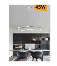 Lampadario Moderno A Sospensione Led 3 Cerchi 45watt Luce 3000k 4000k 6500k B63b  -bianco Naturale      -