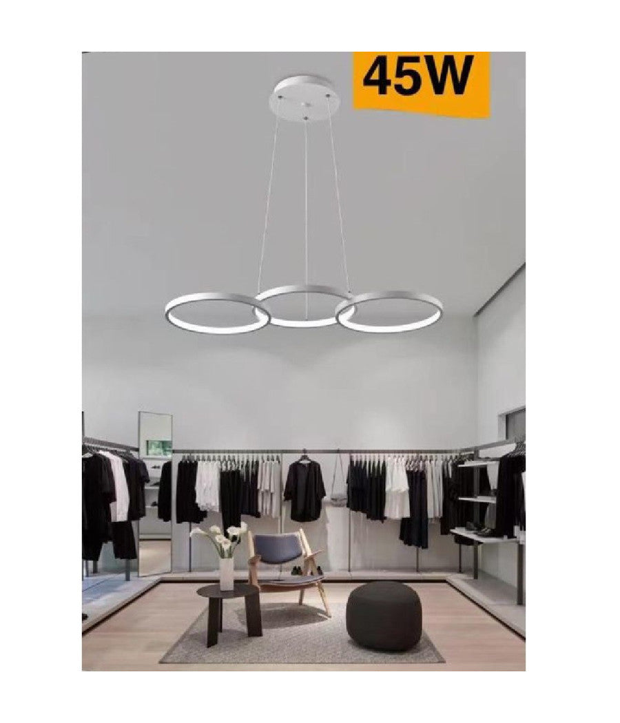 Lampadario Moderno A Sospensione Led 3 Cerchi 45watt Luce 3000k 4000k 6500k B63b         