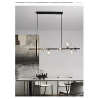 Trade Shop - Lampadario Moderno A Sospensione Nero 7 Sfere G9 Bolle In Vetro Con Cerchio 71676         