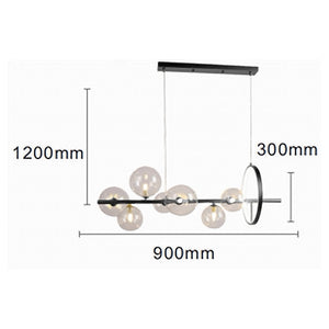 Trade Shop - Lampadario Moderno A Sospensione Nero 7 Sfere G9 Bolle In Vetro Con Cerchio 71676         