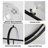 Trade Shop - Lampadario Moderno A Sospensione Nero 7 Sfere G9 Bolle In Vetro Con Cerchio 71676         
