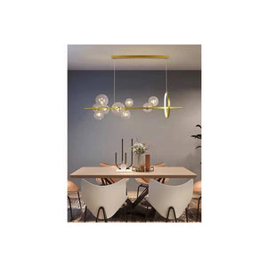 Trade Shop - Lampadario Moderno A Sospensione Oro 7 Sfere G9 Bolle In Vetro Con Cerchio 71683 -