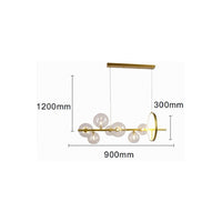 Trade Shop - Lampadario Moderno A Sospensione Oro 7 Sfere G9 Bolle In Vetro Con Cerchio 71683 -