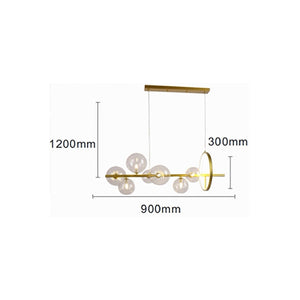 Trade Shop - Lampadario Moderno A Sospensione Oro 7 Sfere G9 Bolle In Vetro Con Cerchio 71683 -