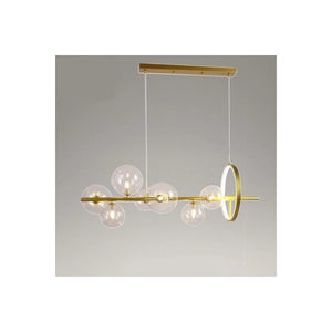 Trade Shop - Lampadario Moderno A Sospensione Oro 7 Sfere G9 Bolle In Vetro Con Cerchio 71683 -