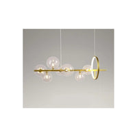 Trade Shop - Lampadario Moderno A Sospensione Oro 7 Sfere G9 Bolle In Vetro Con Cerchio 71683 -