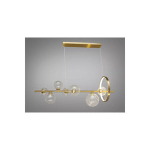 Trade Shop - Lampadario Moderno A Sospensione Oro 7 Sfere G9 Bolle In Vetro Con Cerchio 71683 -
