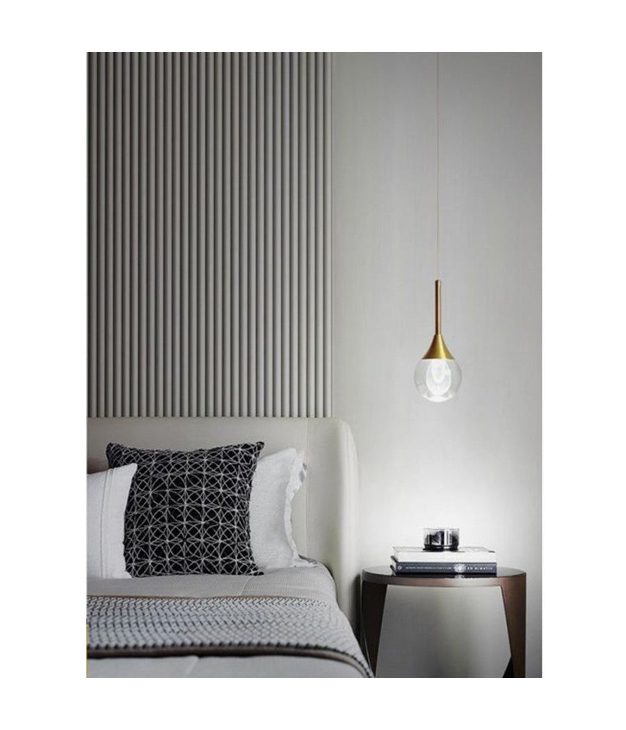 Lampadario Moderno Led 5w Globo Lampada Dorata Pendente Luce 3000k 4000k 6500k Lp-41  -bianco Freddo      -