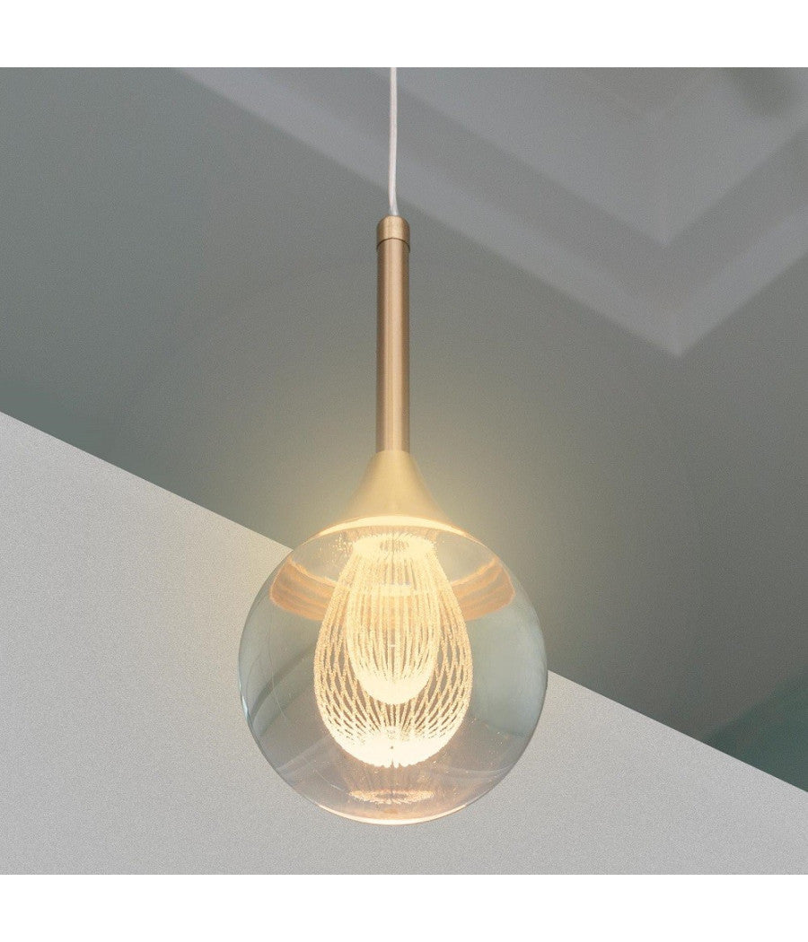 Lampadario Moderno Led 5w Globo Lampada Dorata Pendente Luce 3000k 4000k 6500k Lp-41         