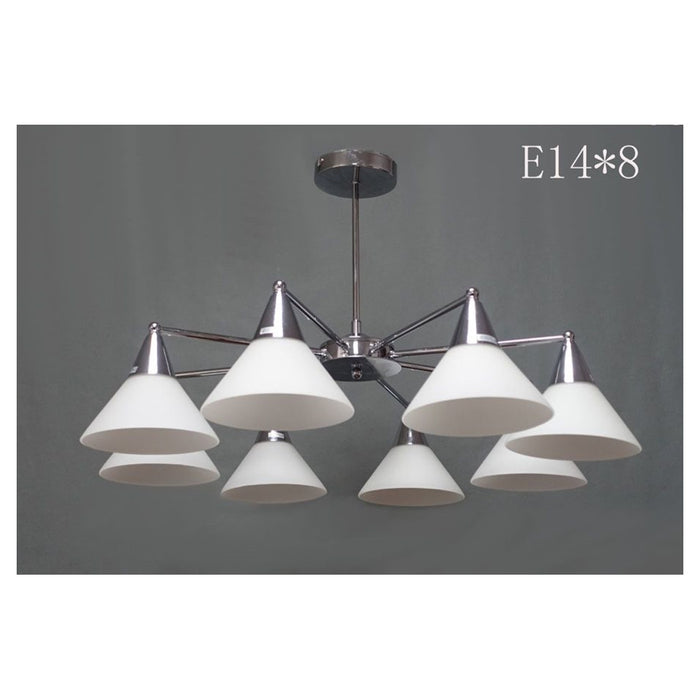 Trade Shop - Lampadario Moderno Led A Sospensione A 8 Bracci Con Coppe Vetro Lampada Luce E14 00897         