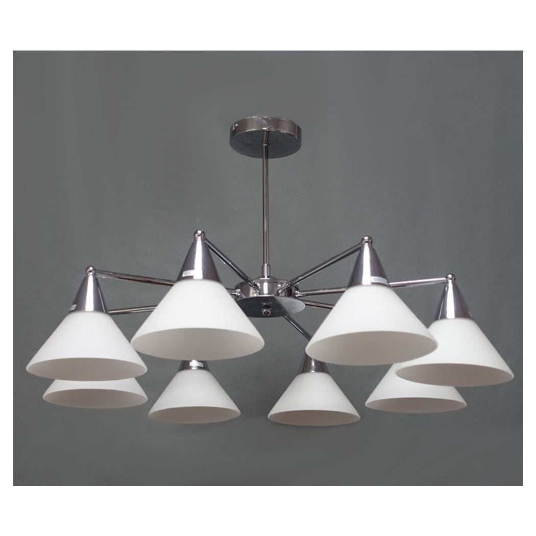 Trade Shop - Lampadario Moderno Led A Sospensione A 8 Bracci Con Coppe Vetro Lampada Luce E14 00897         