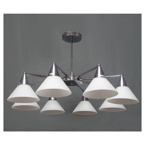 Trade Shop - Lampadario Moderno Led A Sospensione A 8 Bracci Con Coppe Vetro Lampada Luce E14 00897         