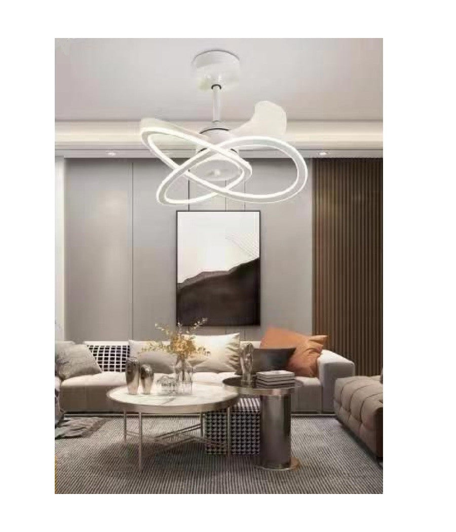 Lampadario Moderno Led Ad Intreccio Con Ventilatore A Soffitto Dimmerabile 60005         