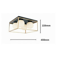 Trade Shop - Lampadario Moderno Nero Oro A Soffitto Plafoniera Quadrata E27 Nordico 4 Sfere 32699         
