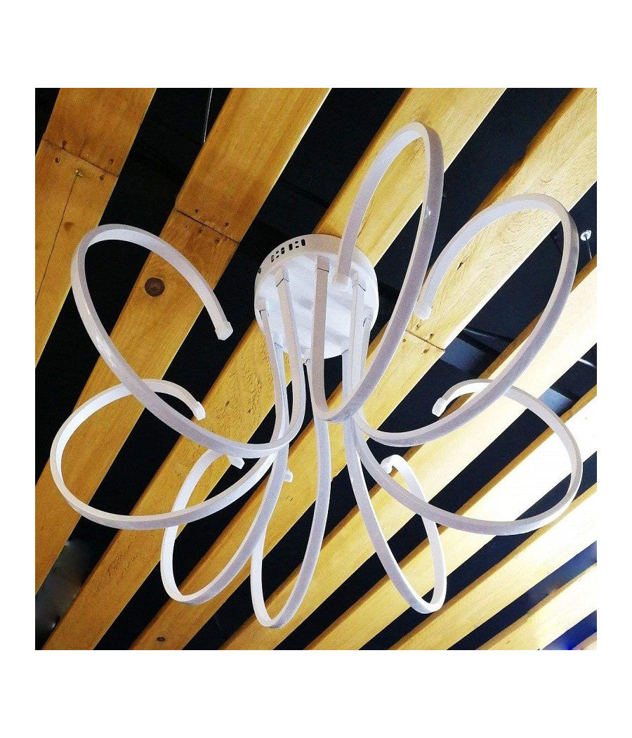 Lampadario Neon Luce Led Bianco Caldo 3000k Soffitto Sospensione Pendente         