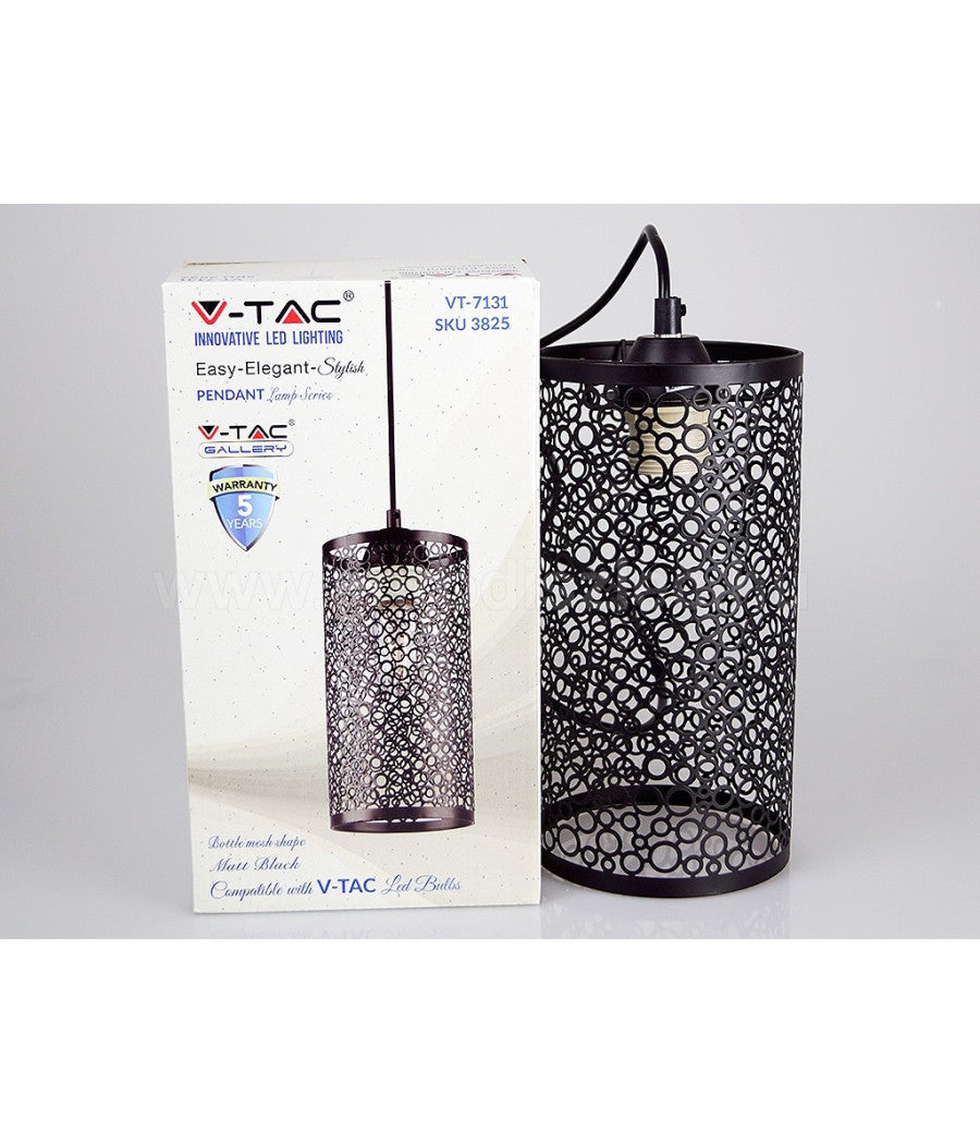 Lampadario Pendente A Sospensione In Metallo Nero Matto Stile Elegante Vt-7131         