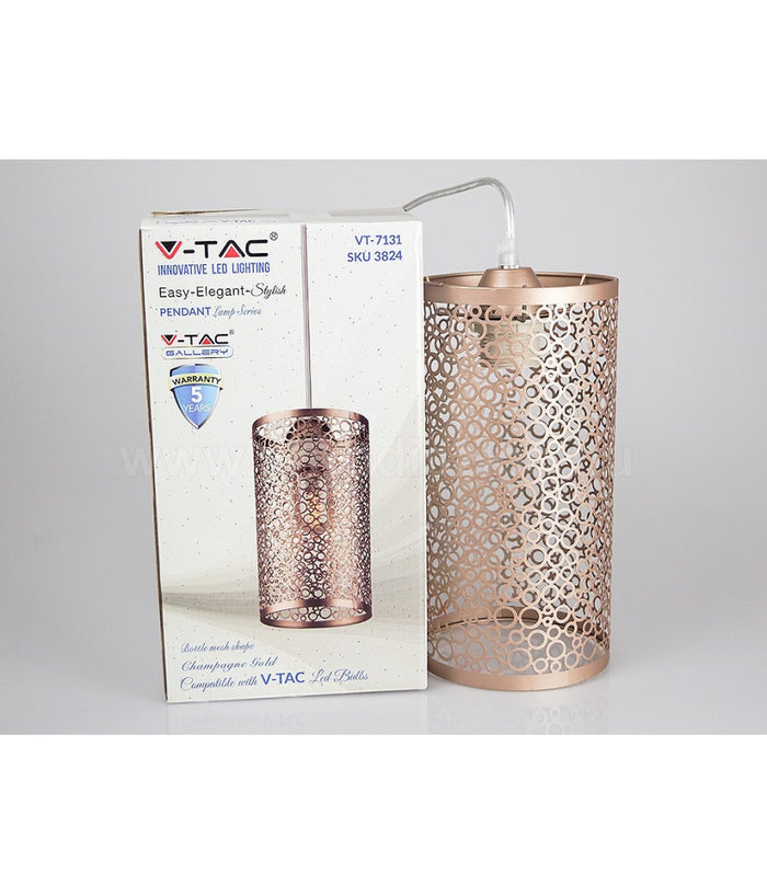 Lampadario Pendente A Sospensione In Metallo Oro Champagne Stile Elegante 7131         