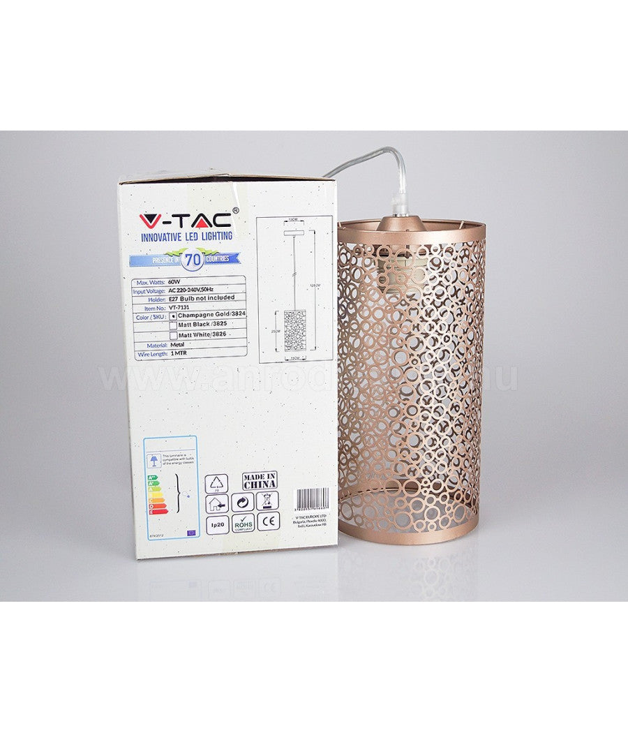 Lampadario Pendente A Sospensione In Metallo Oro Champagne Stile Elegante 7131         